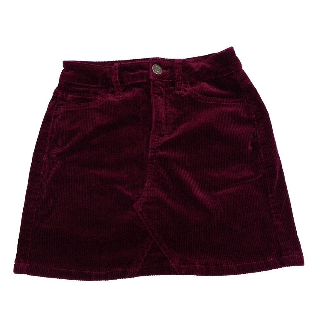 So Corduroy Skirt Juniors Size 1/25W Burgundy Fall Winter Preppy Mini Skirt Y2K